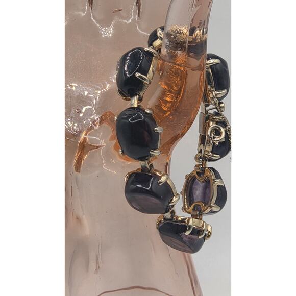 Vintage Purple Cabochon Bracelet & Brooch Set – Gold Tone Statement Costume... - Picture 2 of 7